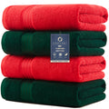 Red+dark Green 4 Piece Luxury Bath Towels