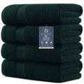 COZYART Luxury Bath Towels 4 PCS, 27x54 650 GSM Turkish Cotton, Deep Forest Green