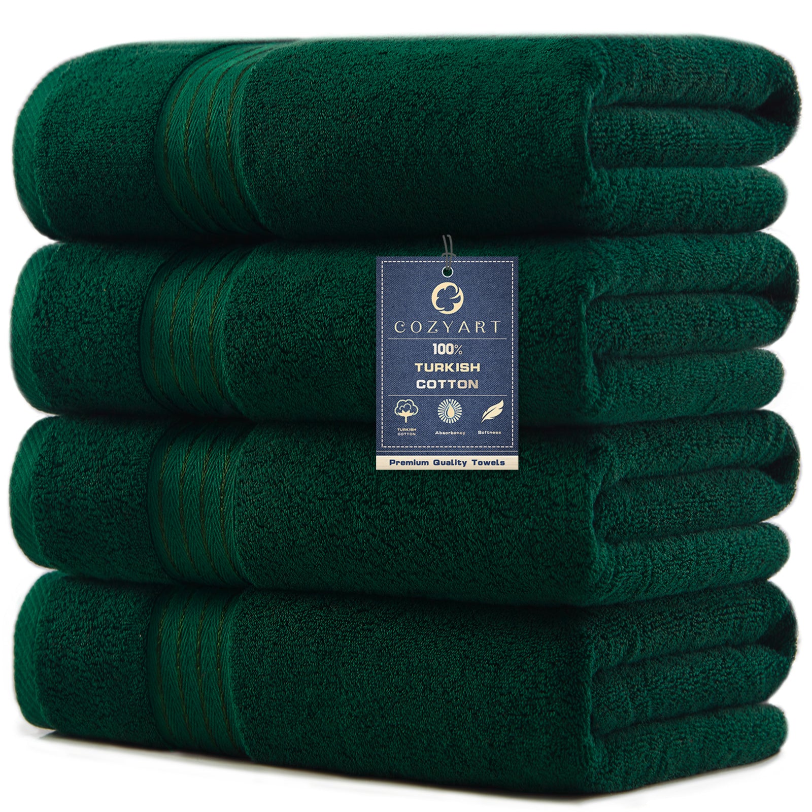Dark Green 4 Piece Luxury Bath Towel
