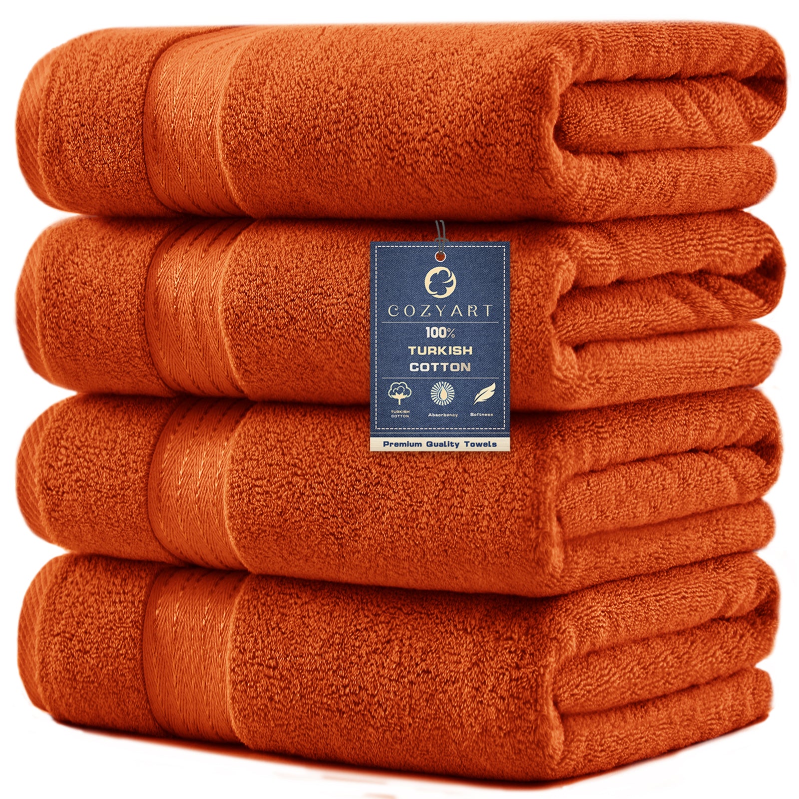 COZYART 4 Piece Luxury Bath Towels, 100% Turkish Cotton 650 GSM, 27x54, Soft Absorbent Quick Dry for Bathroom Hotel Spa