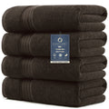 COZYART Luxury Bath Towels 4 PCS, 27x54 650 GSM Turkish Cotton, Brown