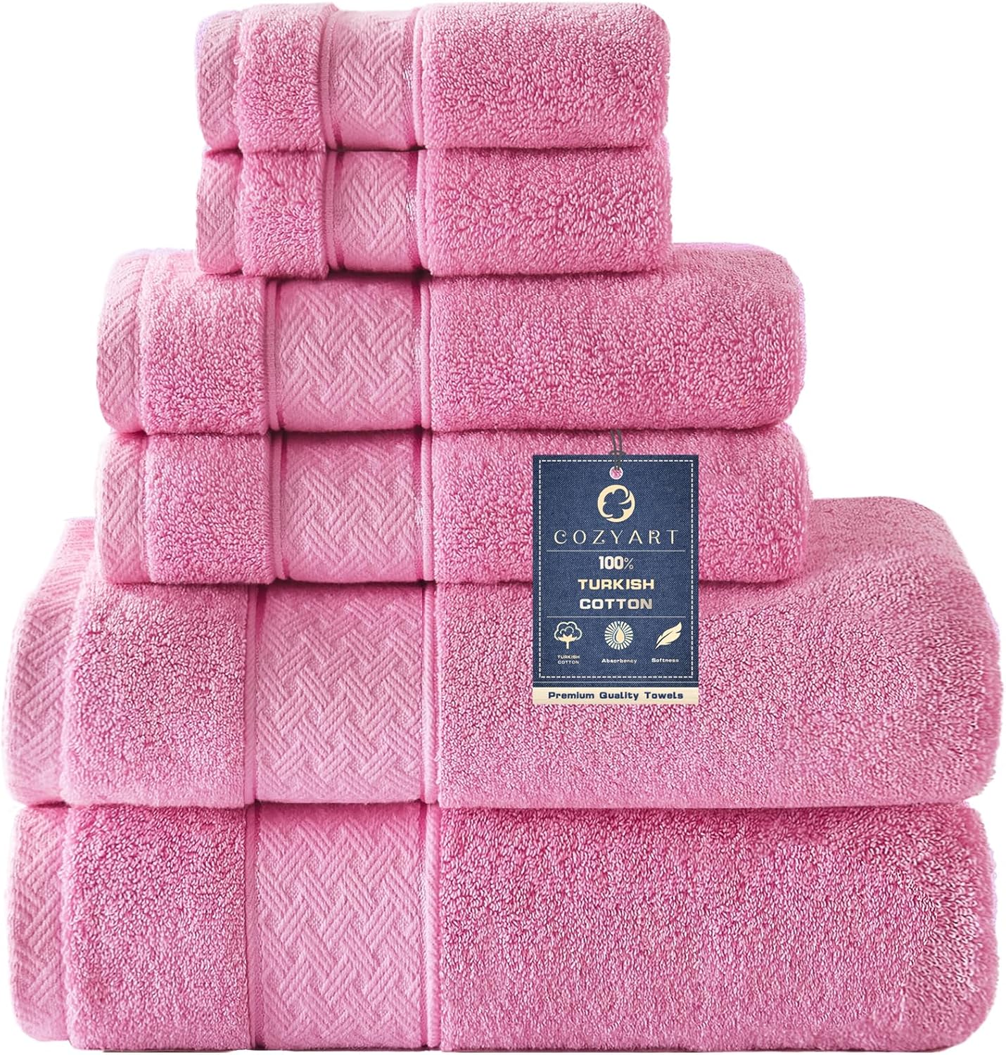 Pink Bath Towel Set 6 Piece