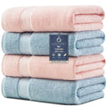 Pink+Light Blue 4 Piece Luxury Bath Towels