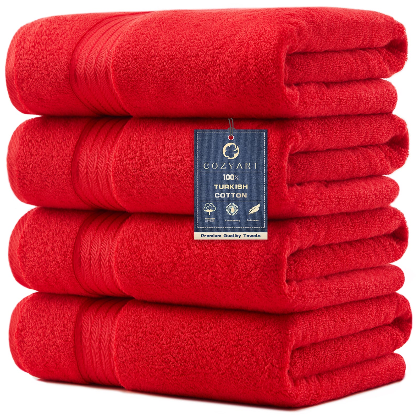 Red 4 Piece Luxury Bath Towels