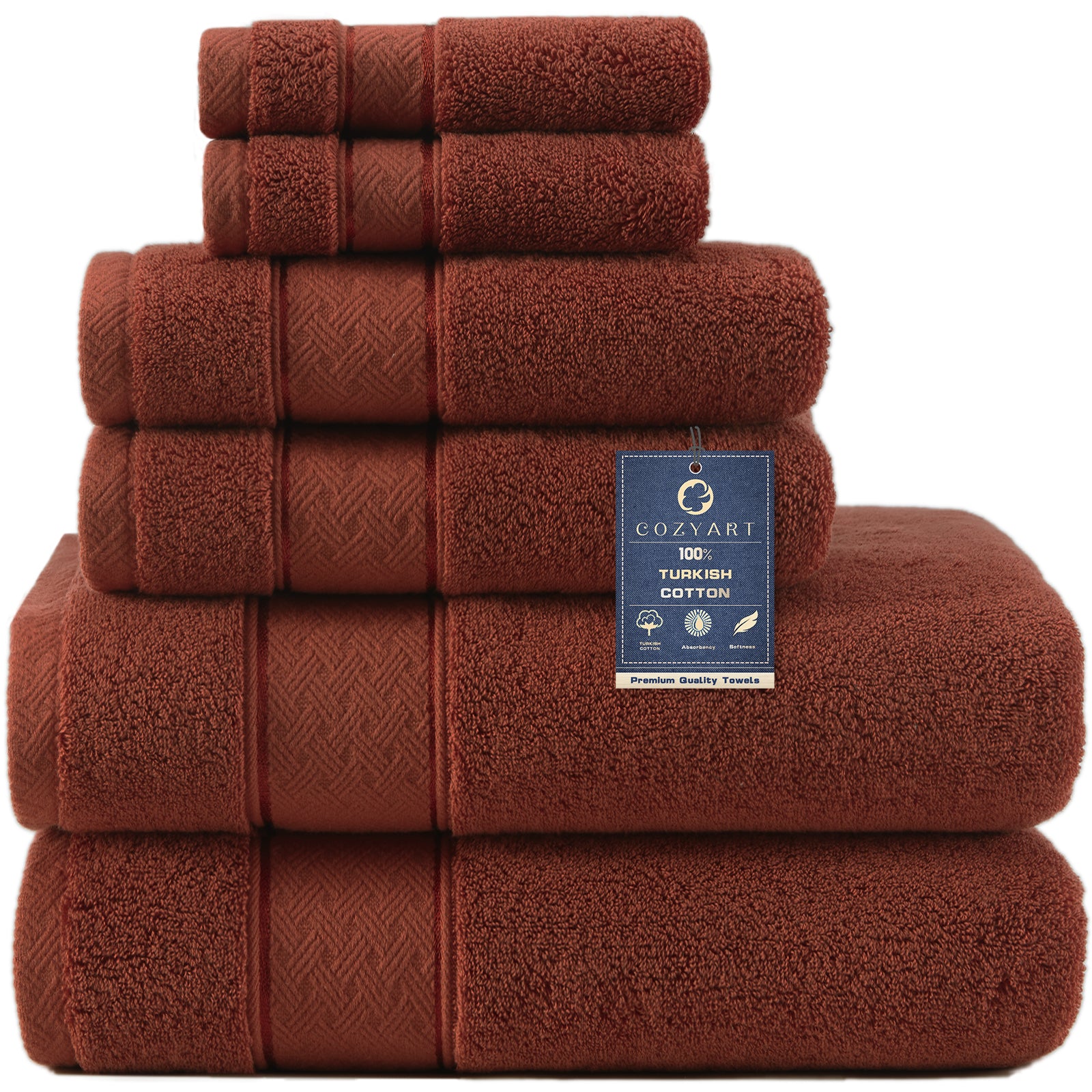 Orange- Terracotta Orange Bath Towel Set 6 Piece