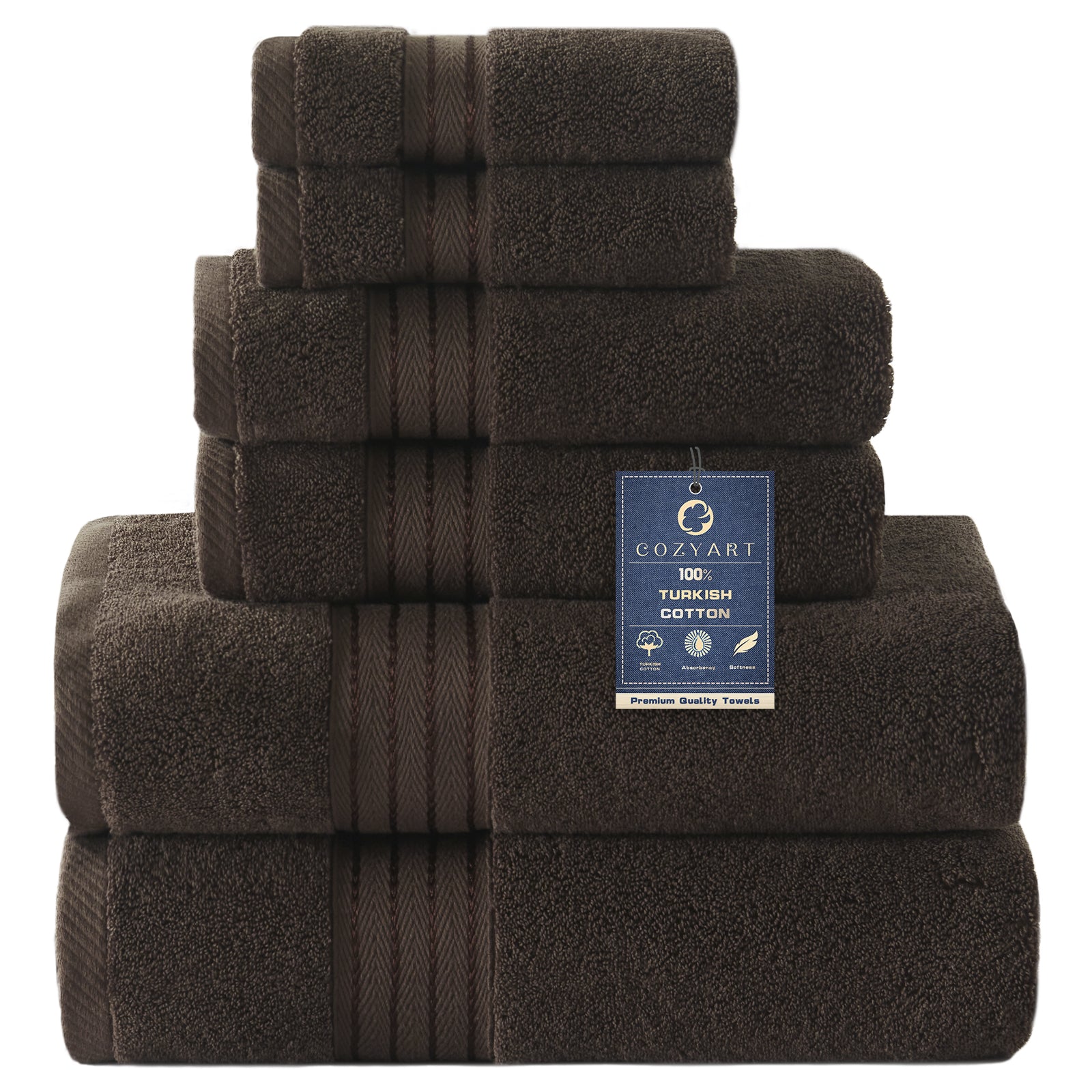 Brown Bath 6 Piece Towel Set