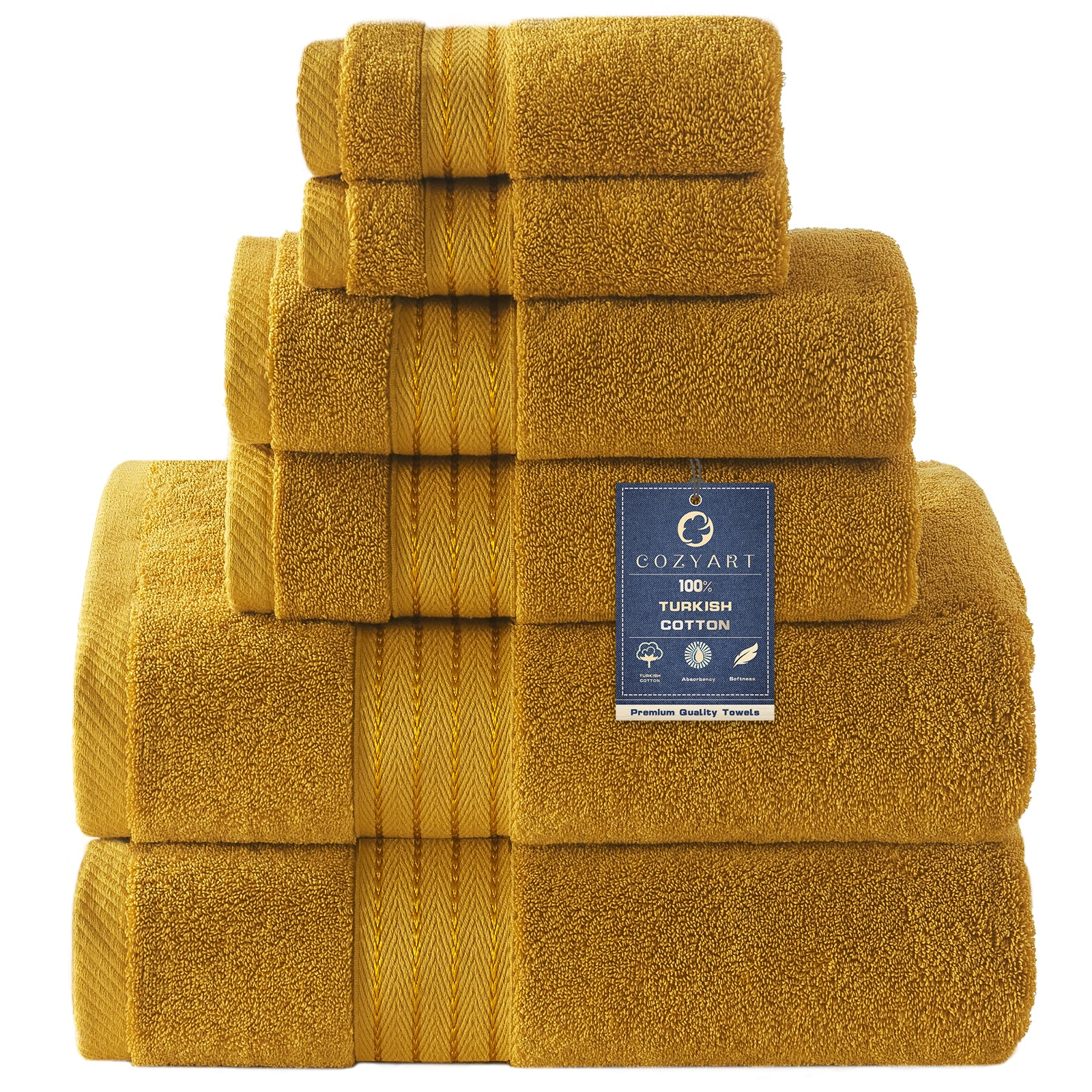 Gold Bath Towel Set 6pcs
