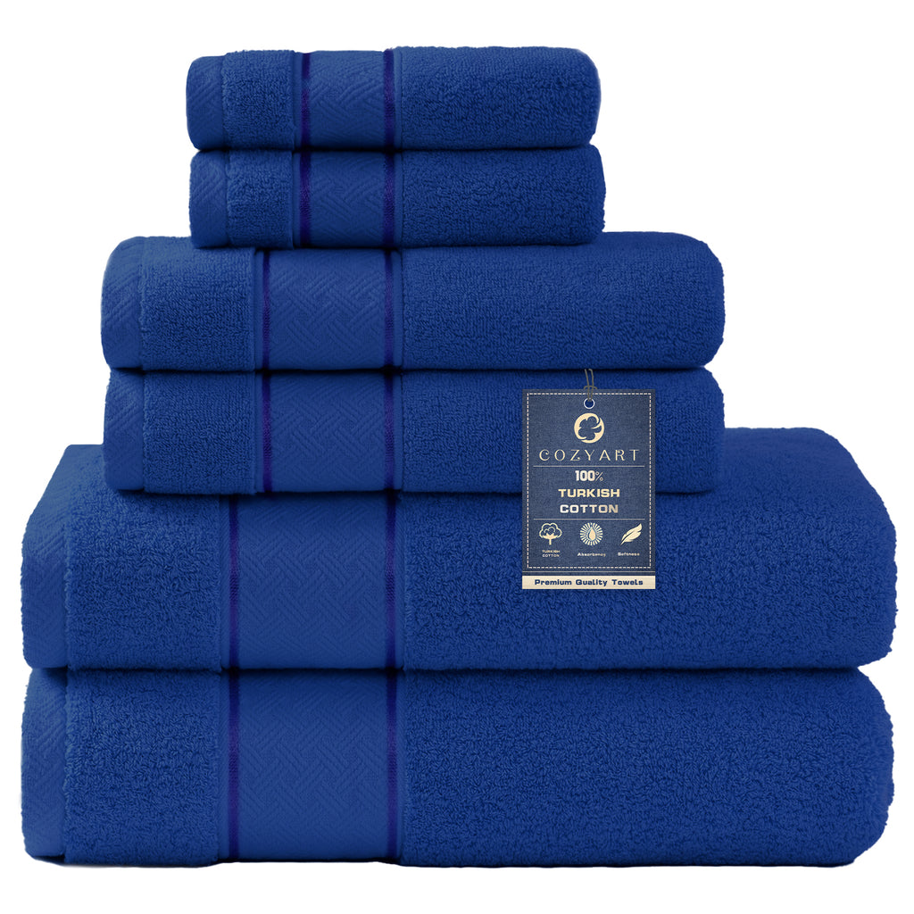 COZYART  Bath Towel Set 6 Piece, Luxury 100% Turkish Cotton 650GSM Hotel Quality, Soft, Absorbent,Towel Sets for Bathroom | 2 Bath Towels 2 Hand Towels 2 Washcloths