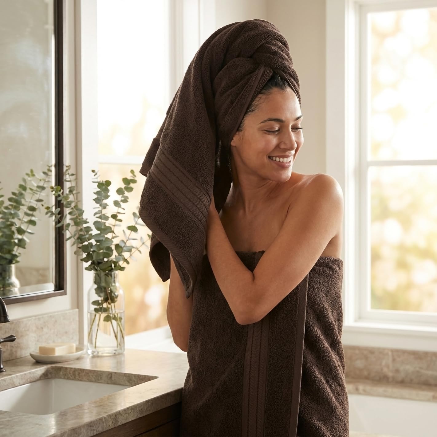 Brown Bath 6 Piece Towel Set