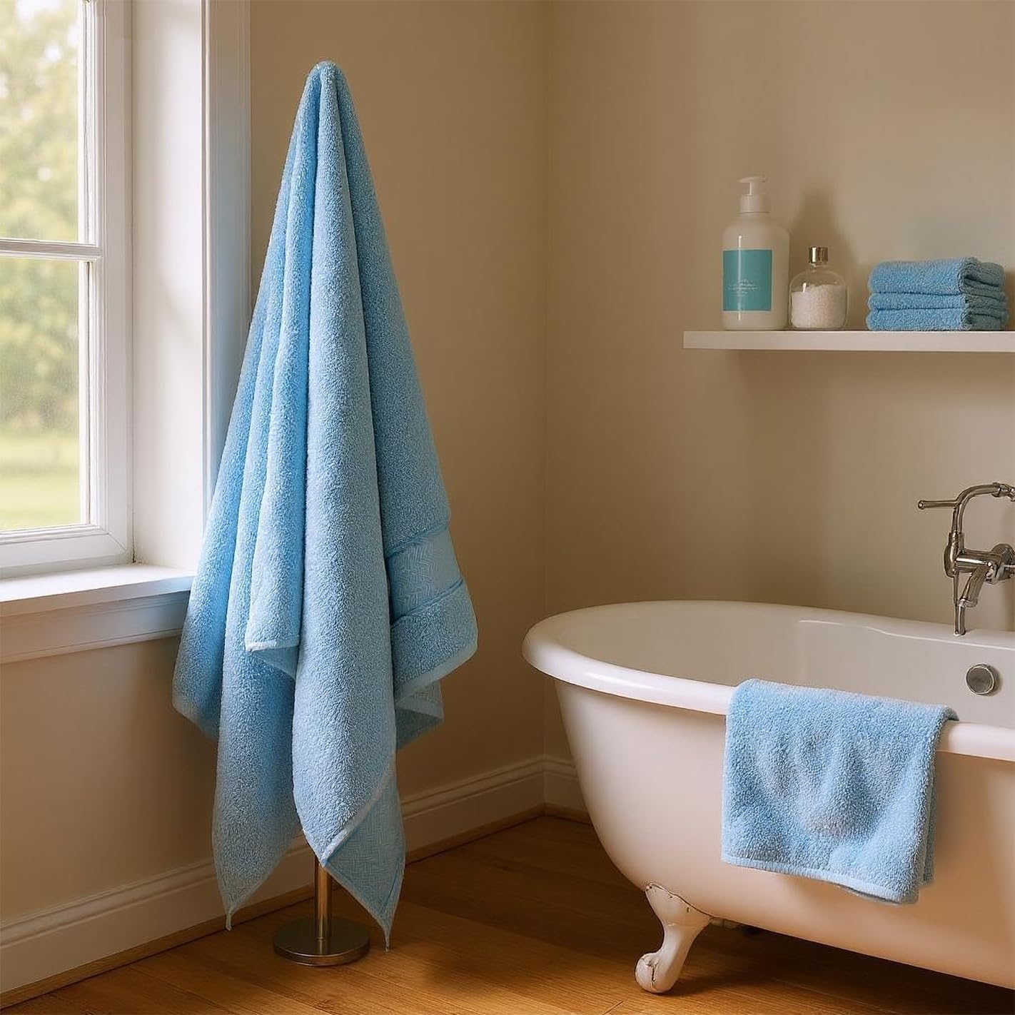 Light Blue Bath Towels Set 6 Piece