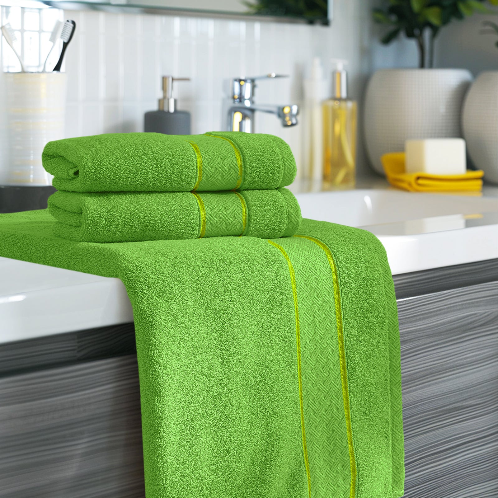 Grass Green Bath Towel Set 6 Piece