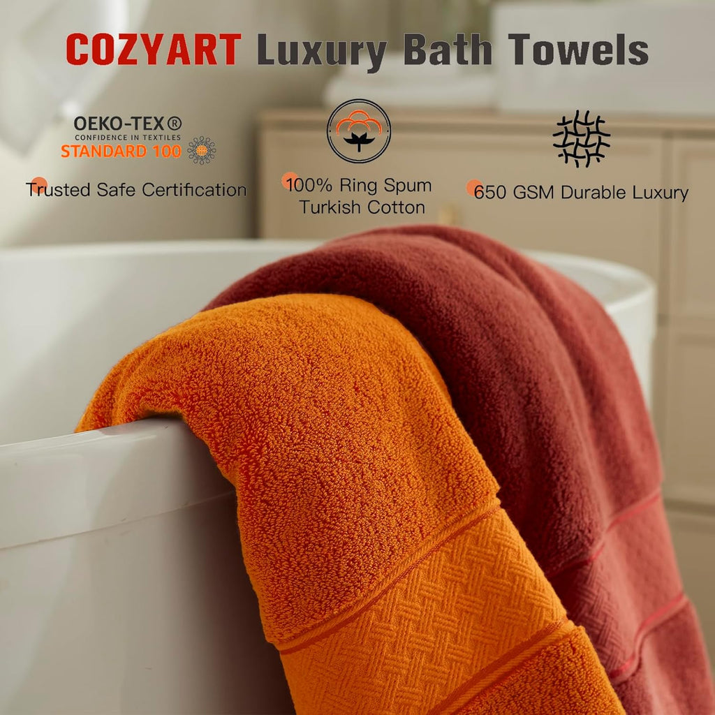 Orange- Celosia Orange Bath Towel Set 6 Piece