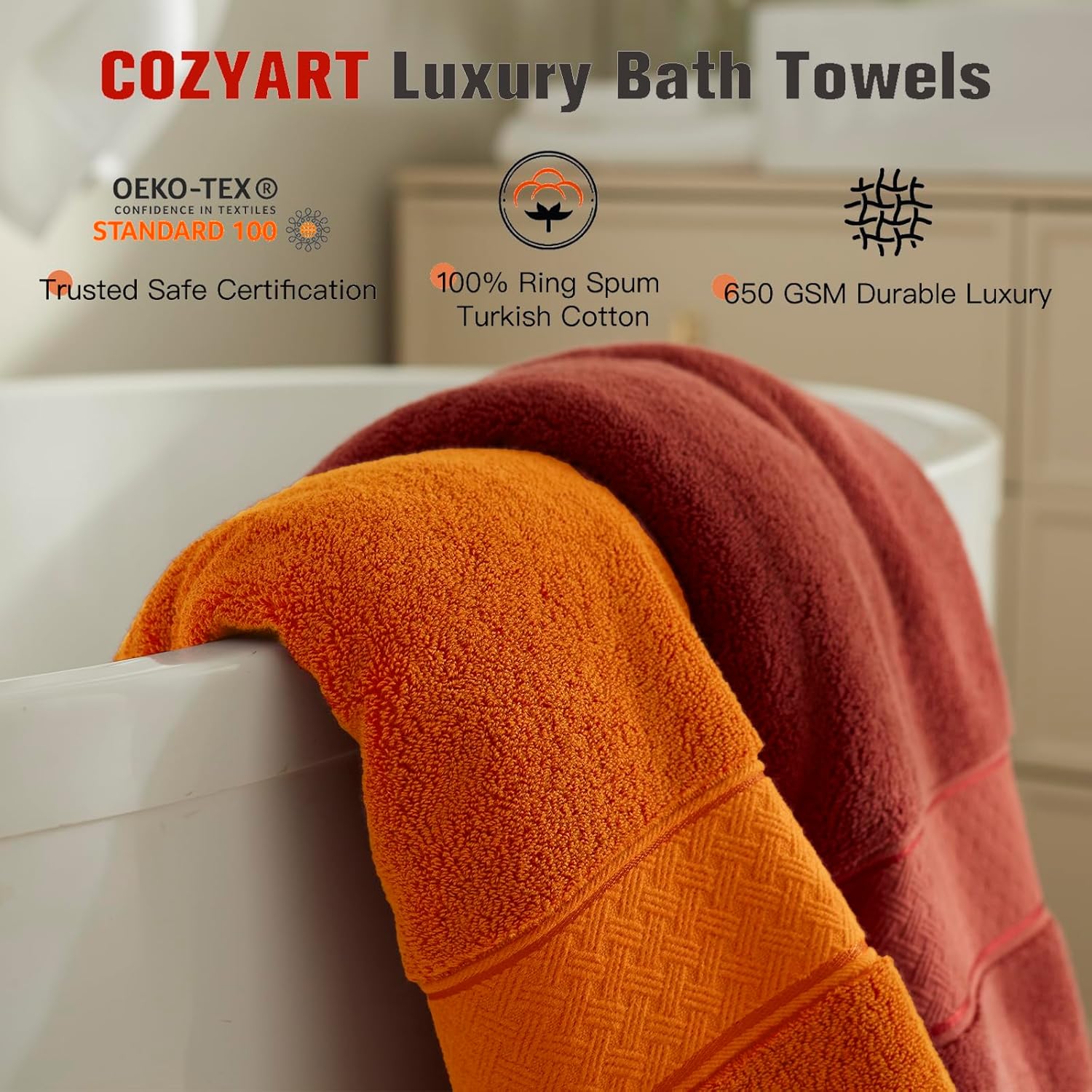 Orange- Celosia Orange Bath Towel Set 6 Piece