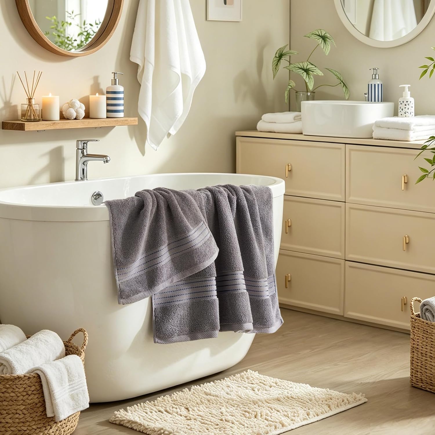 Ultimate Gray 4 Piece Luxury Bath Towels