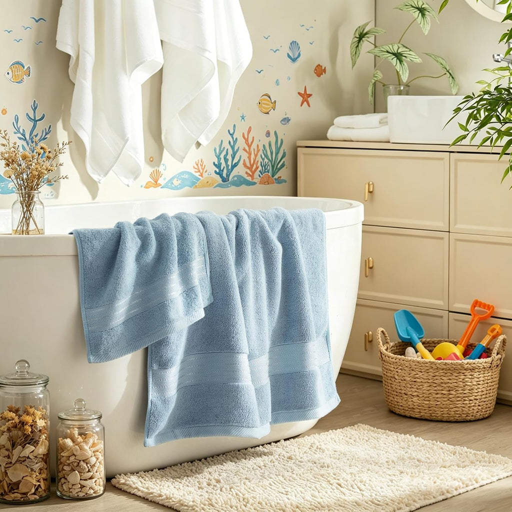 Light Blue 4 Piece Luxury Bath Towels