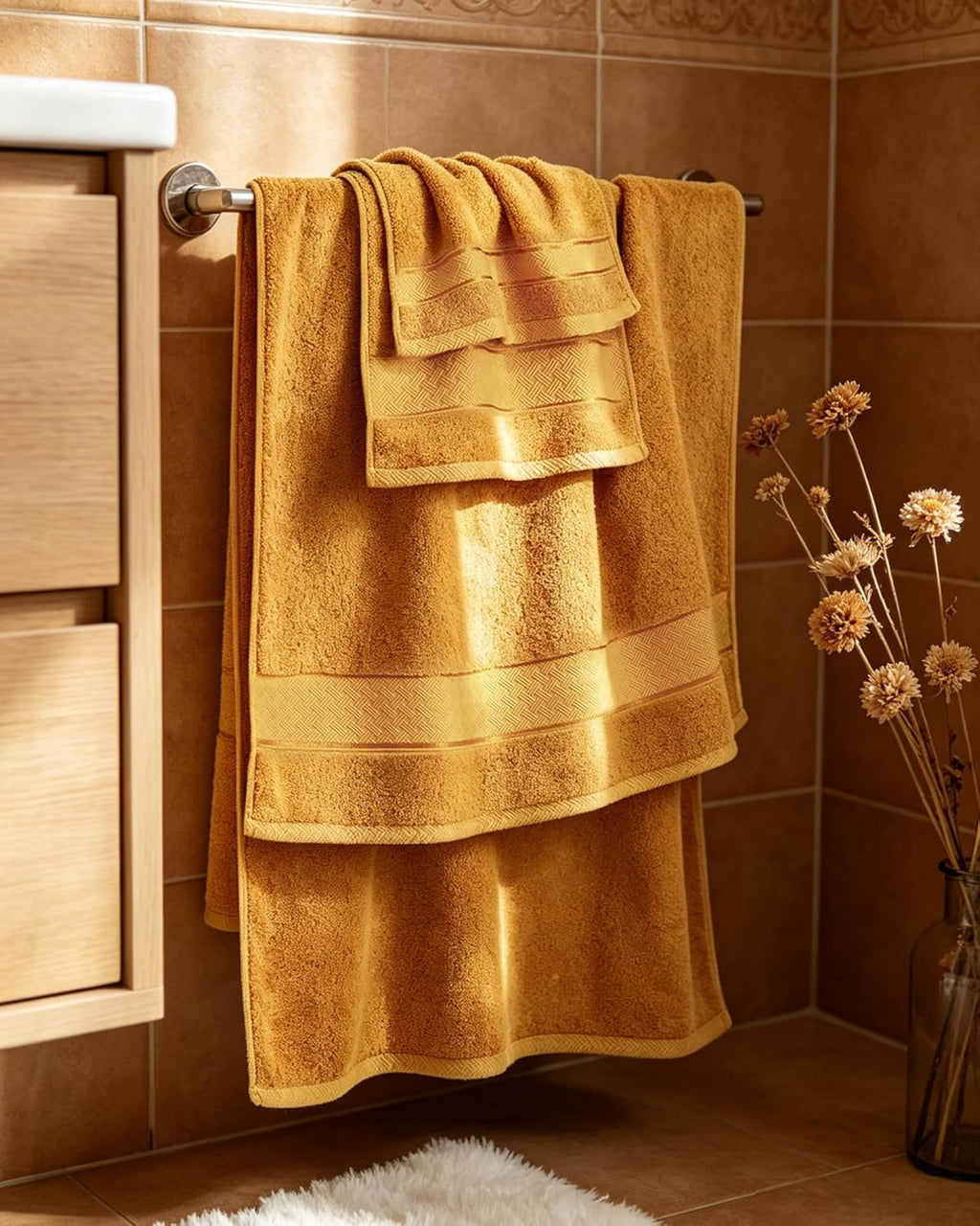 Mustard Gold Bath Towel Set 6 Piece