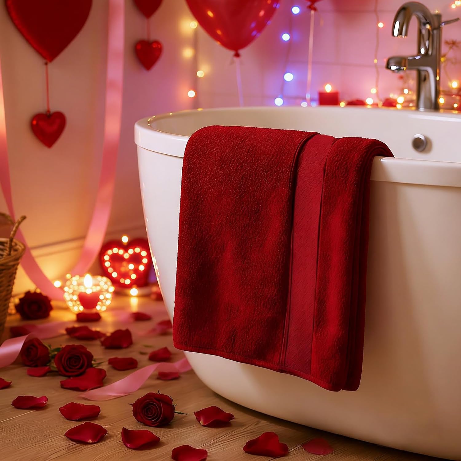 Cherry Red Bath Towel Set 6 Piece