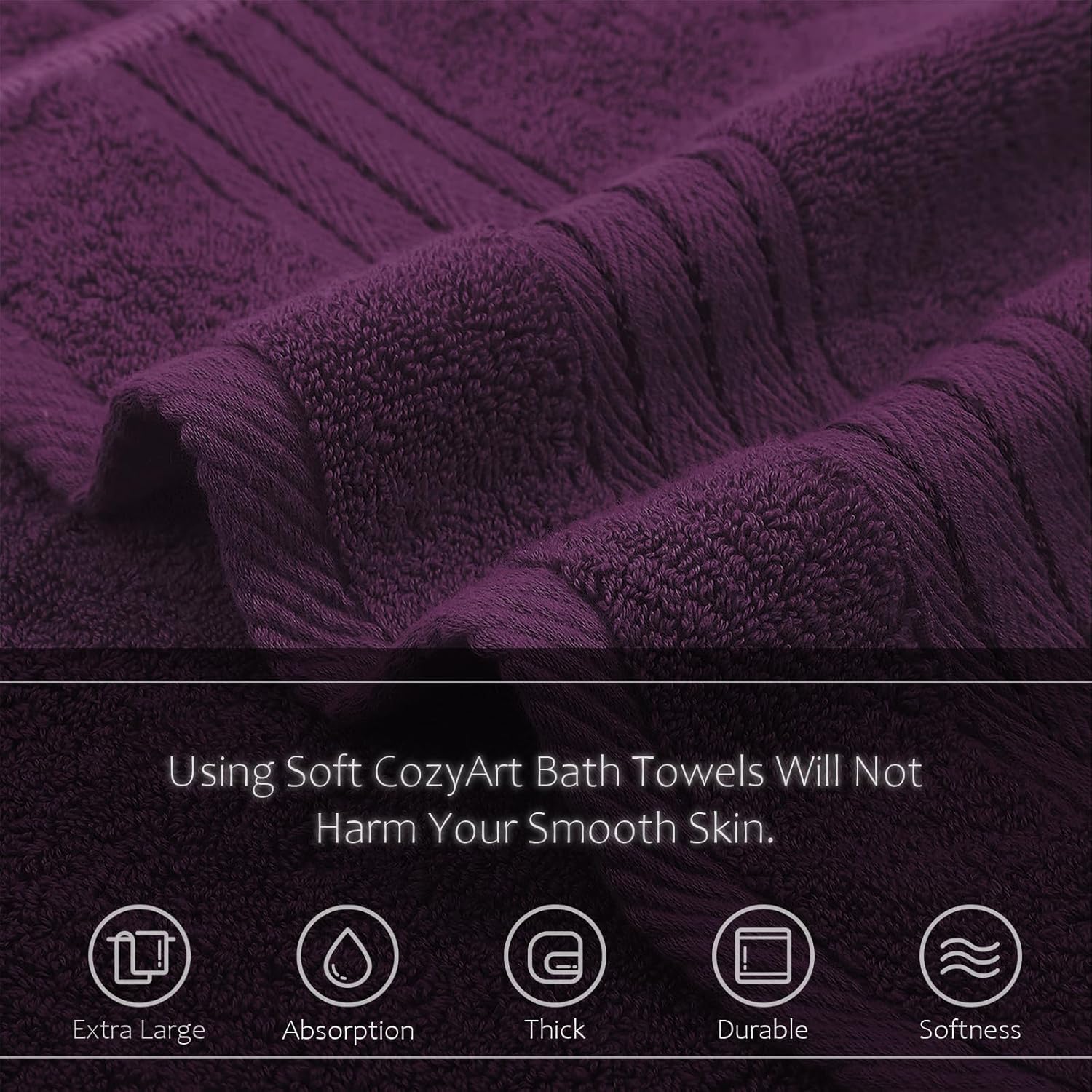 Honey Flower Purple Bath 6 Piece Towel Set