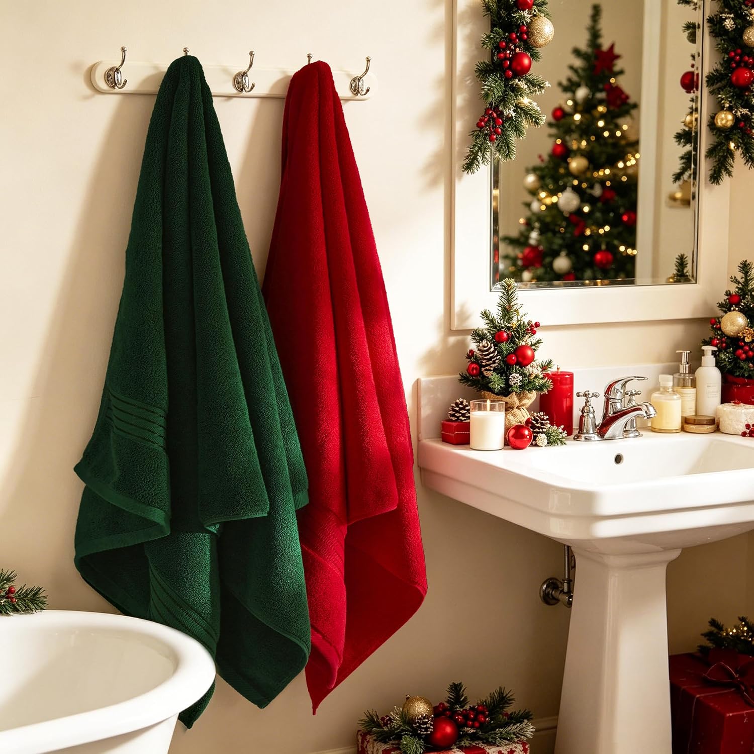 Red 4 Piece Luxury Bath Towels