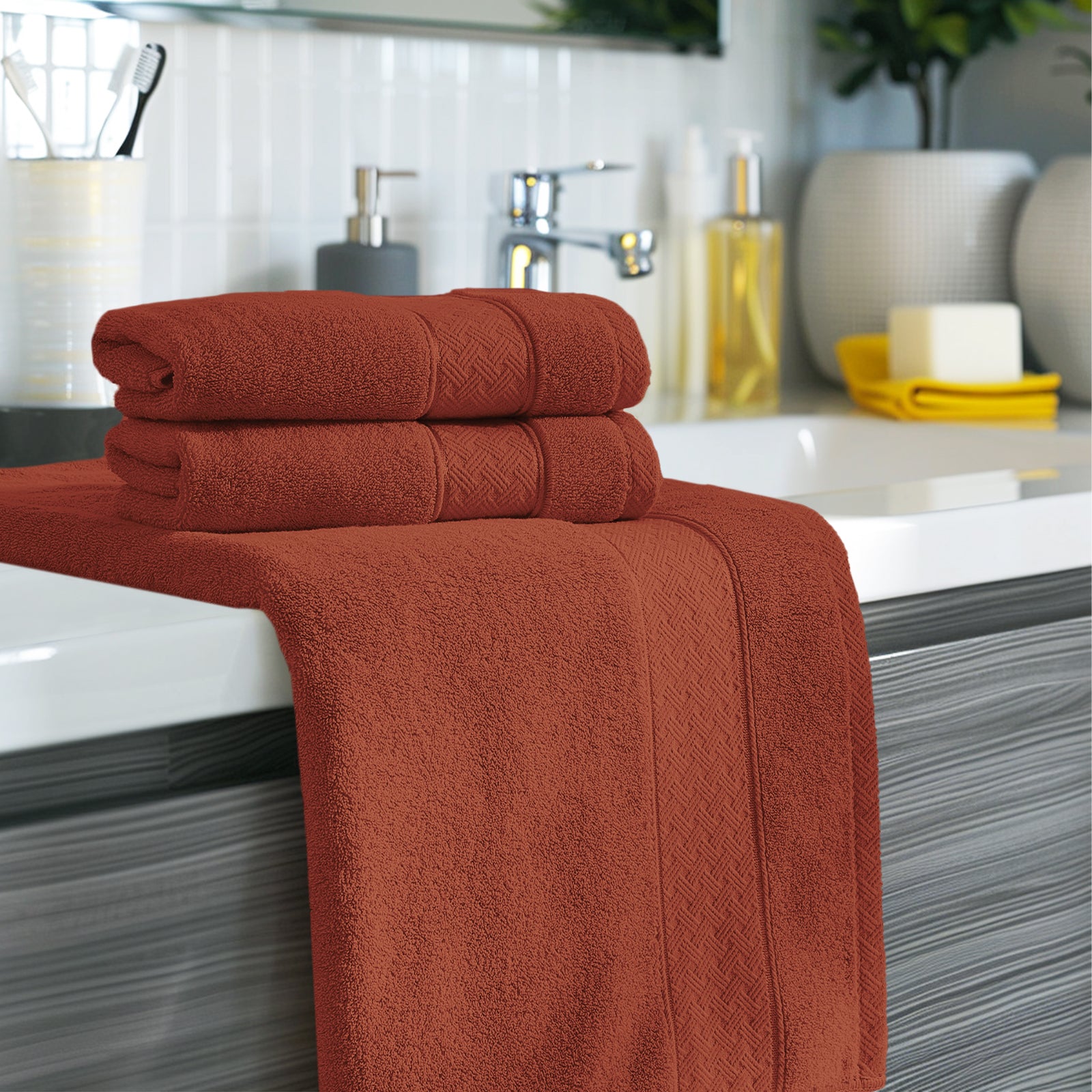 Orange Burnt Orange Bath Towel Set 6 Piece
