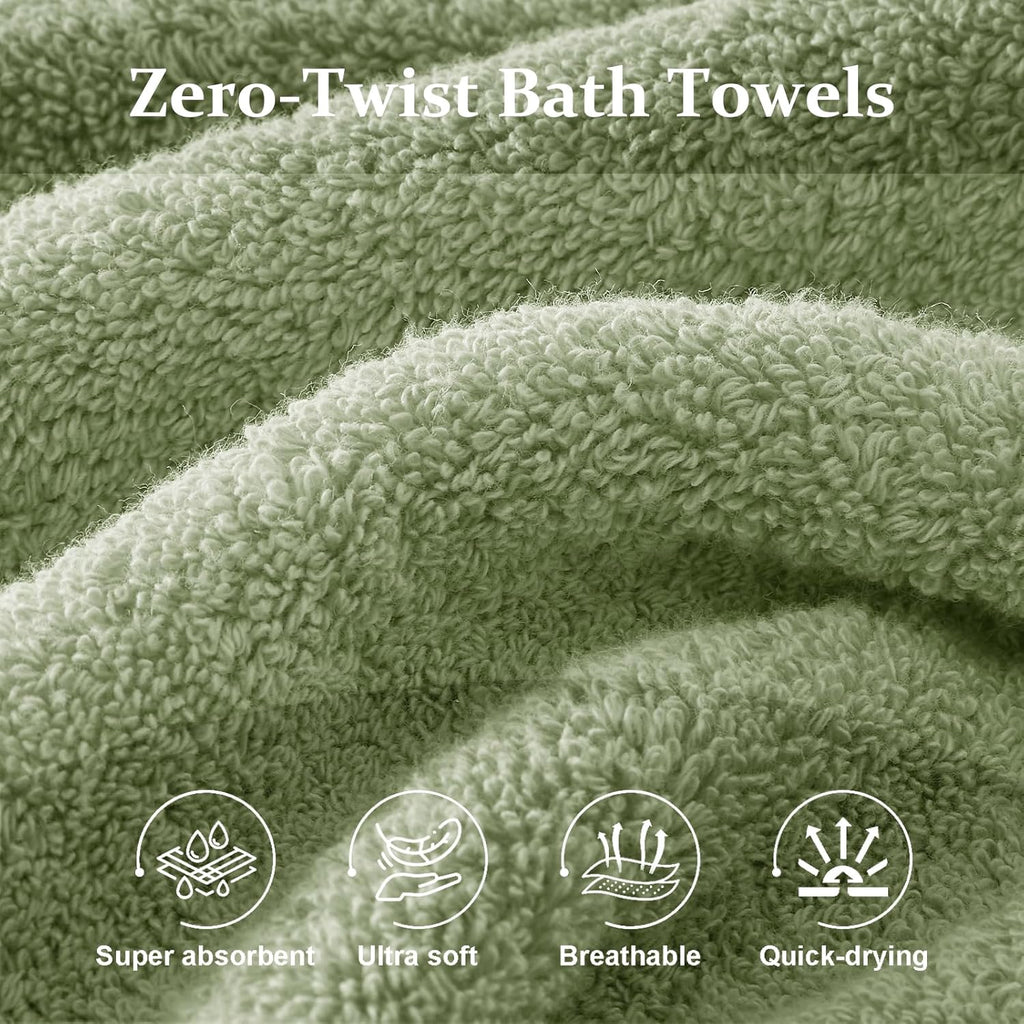 Desert Sage Green 4 Piece Luxury Bath Towels