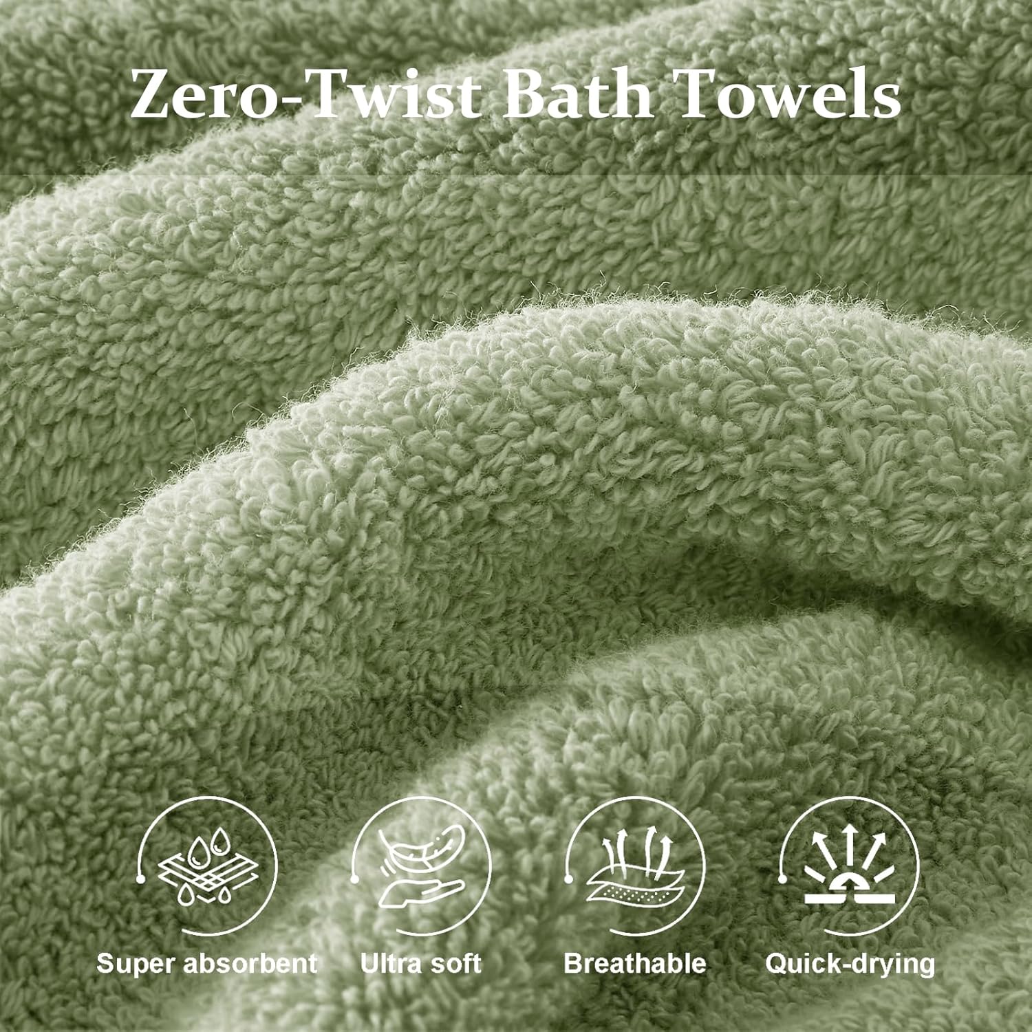 Desert Sage Green 4 Piece Luxury Bath Towels