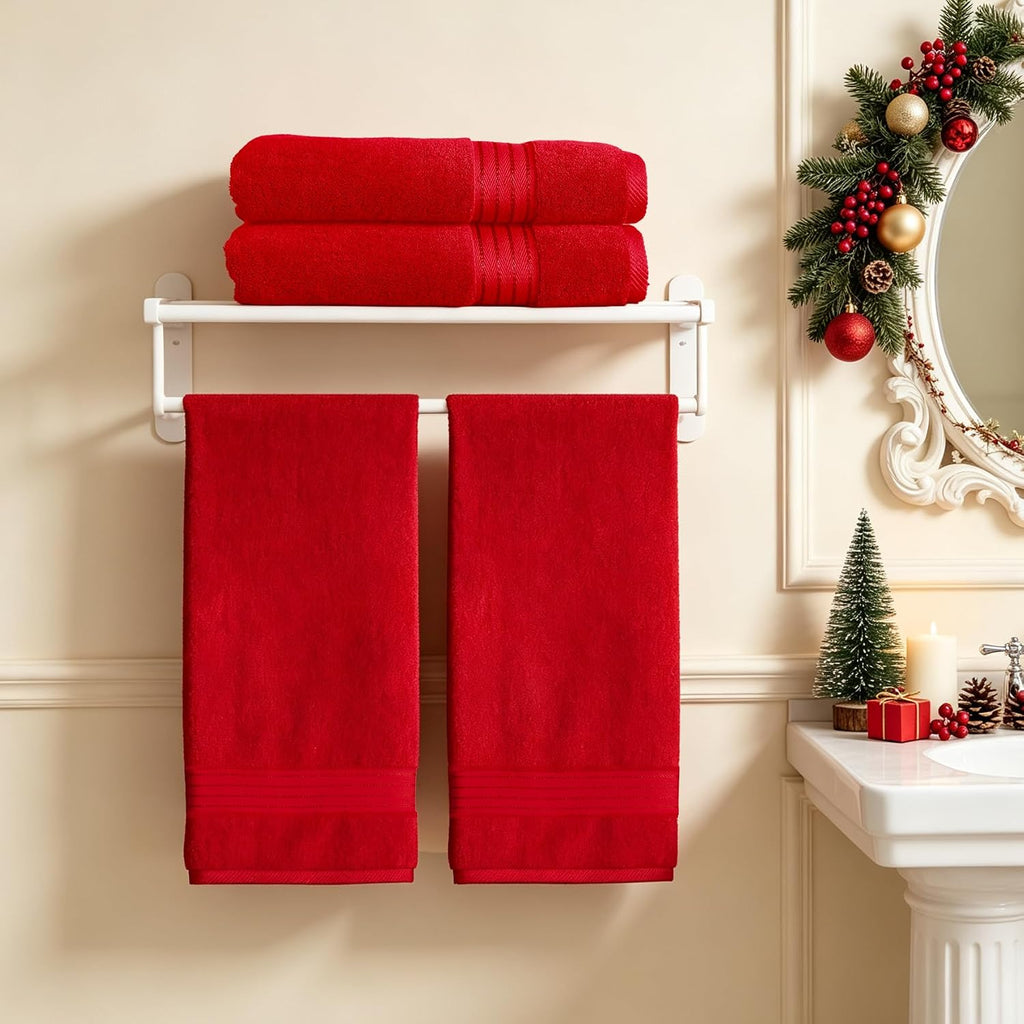 Red 4 Piece Luxury Bath Towels