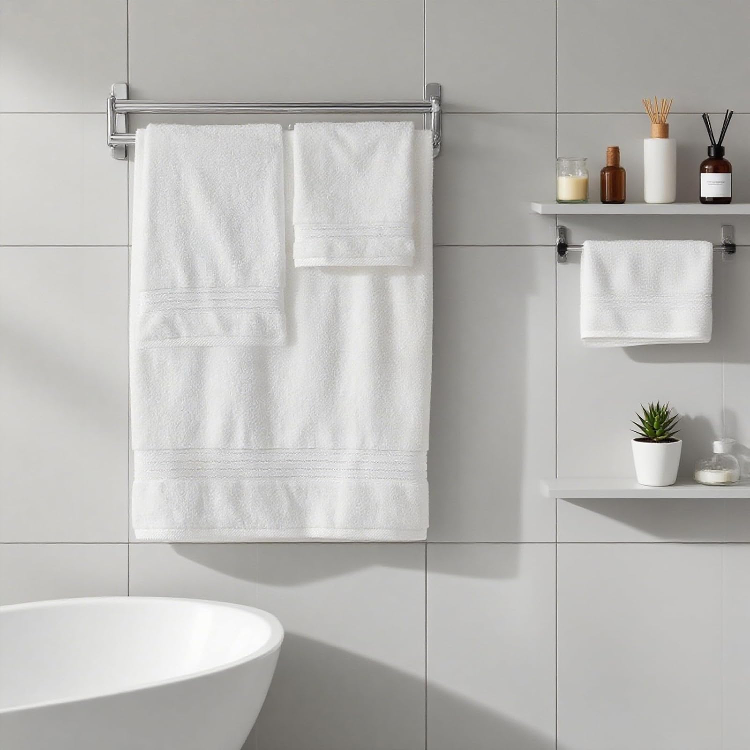 White Bath 6 Piece Towel Set