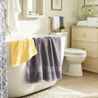 4 Piece Luxury Bath Towels  Grey+Yellow