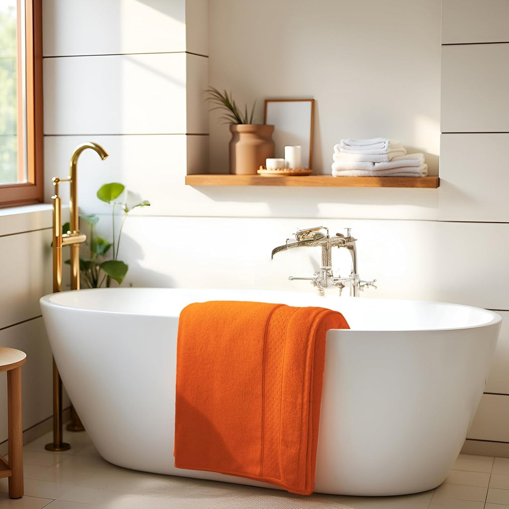 Orange- Celosia Orange Bath Towel Set 6 Piece
