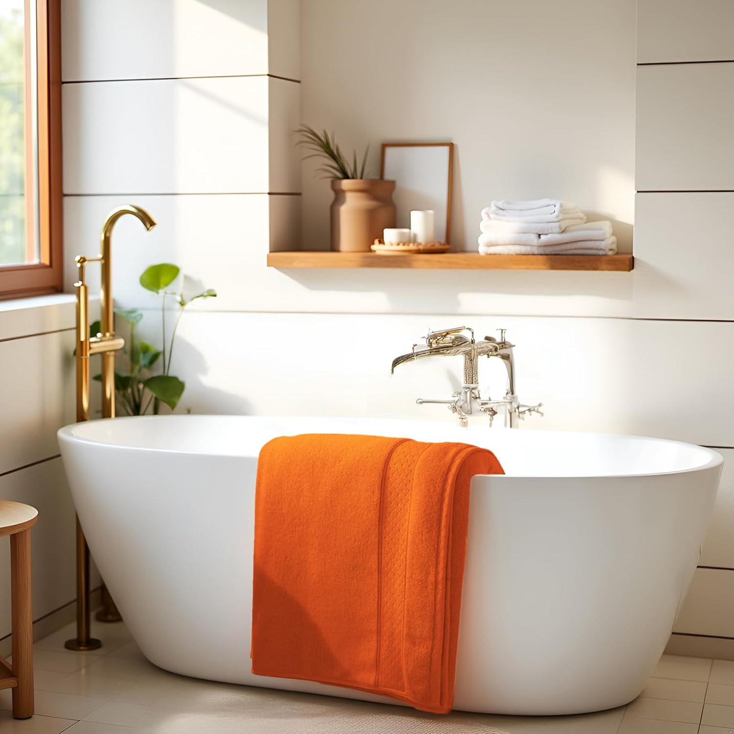 Orange- Celosia Orange Bath Towel Set 6 Piece
