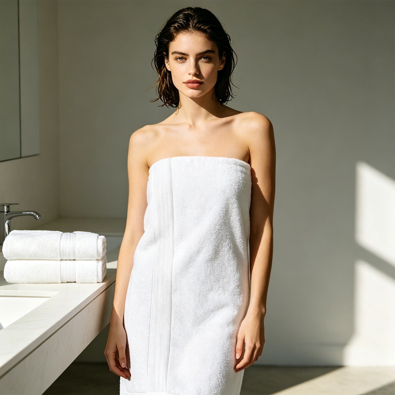 White 4 Piece Luxury Bath Towels
