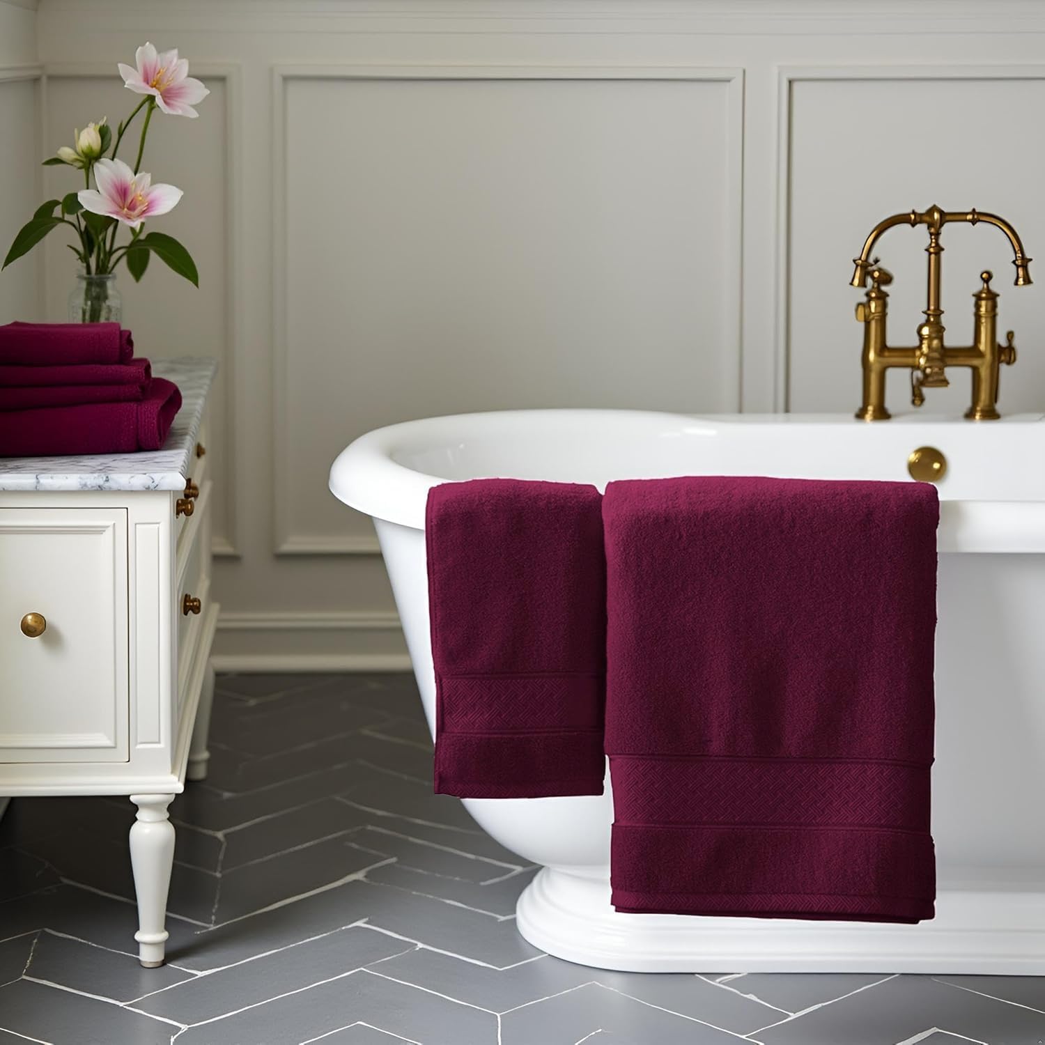 Burgundy Bath Towel Set 6 Piece