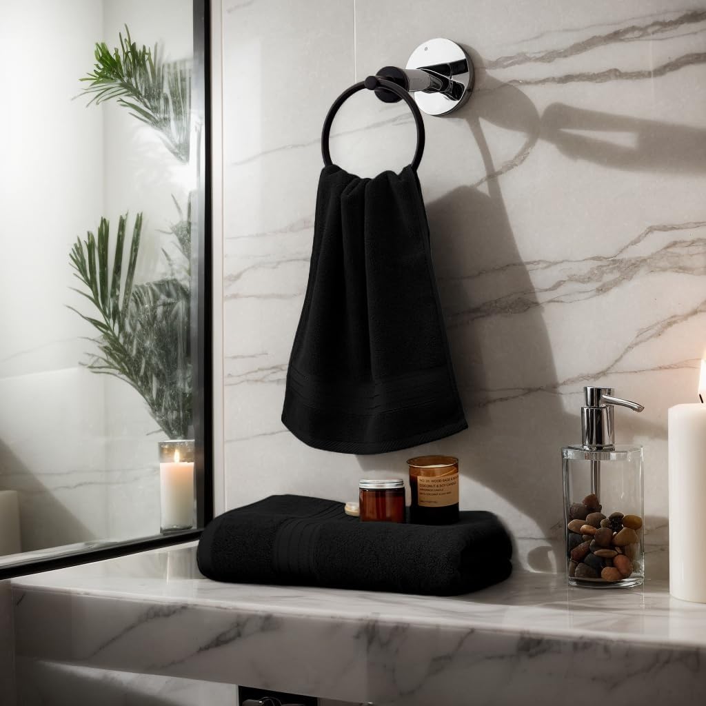 Black Bathroom Towel Sets 6Pcs