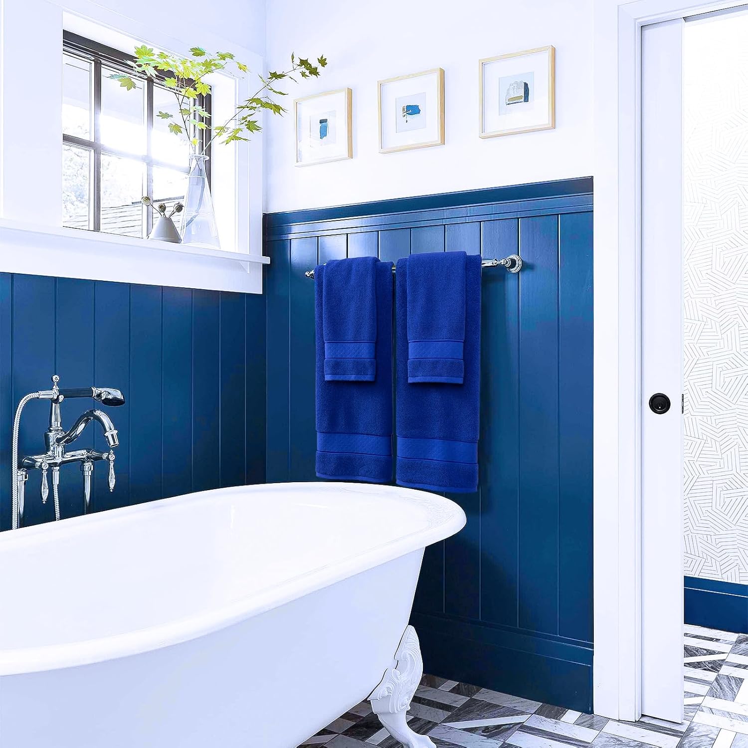 Royal Blue Bath Towels Set 6 Piece