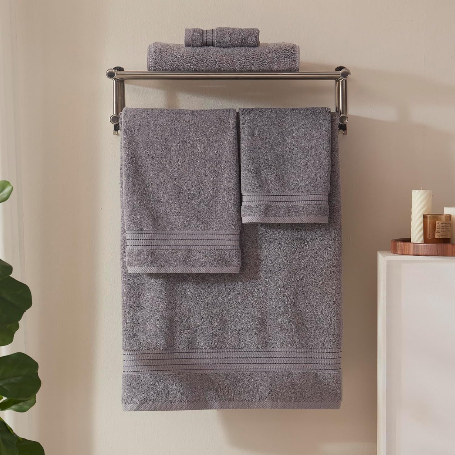 Grey Bath Towel Set 6pcs