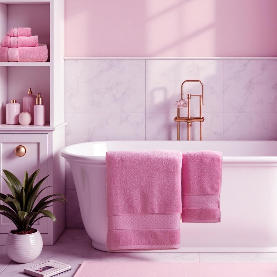 Pink Bath Towel Set 6 Piece