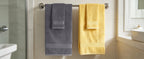 4 Piece Luxury Bath Towels  Grey+Yellow