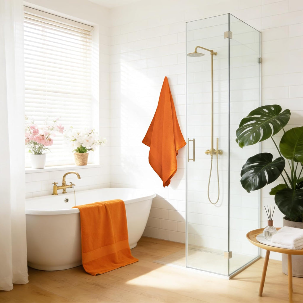 Orange- Celosia Orange Bath Towel Set 6 Piece