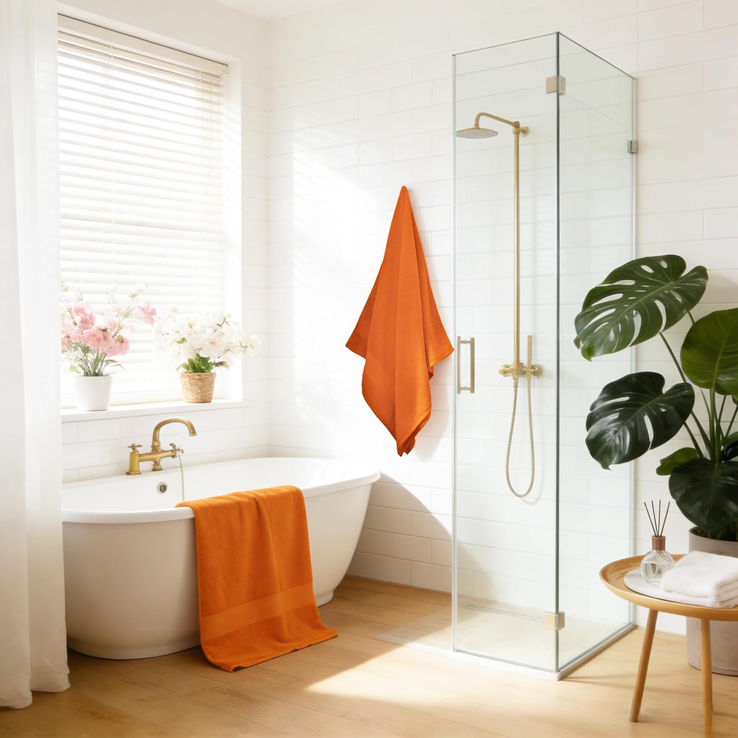 Orange- Celosia Orange Bath Towel Set 6 Piece