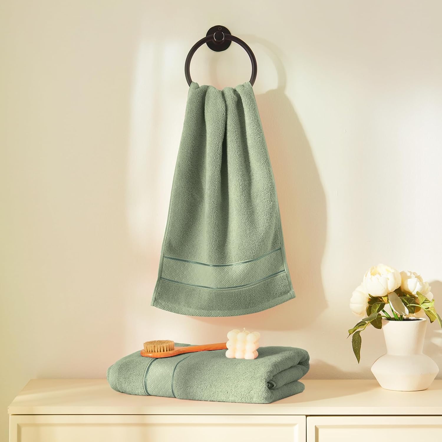 Sage Green Bath Towels Set 6 Piece