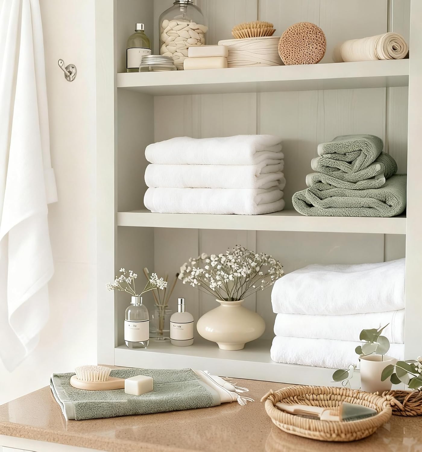 White Bath Towels Set 6 Piece