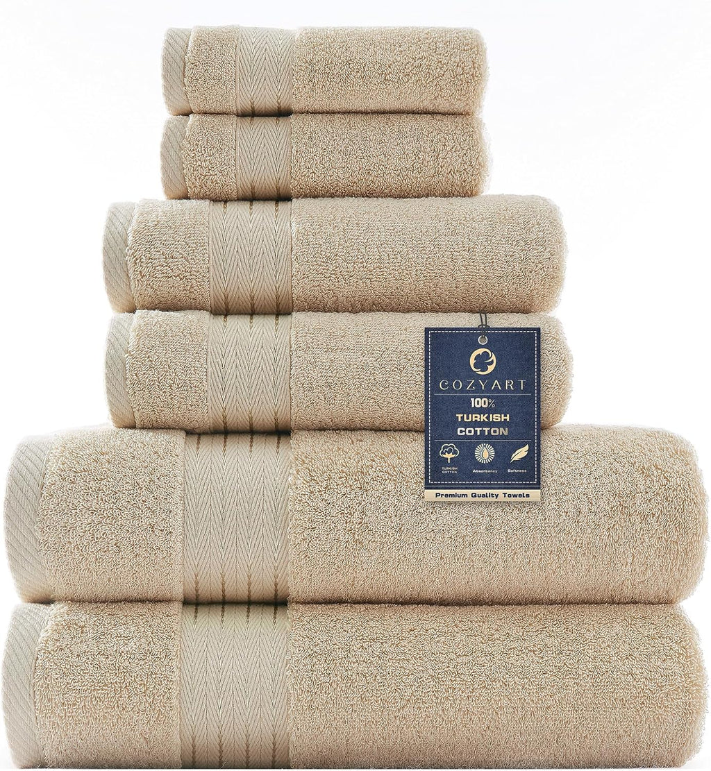 Beige Bathroom Towel Set 6Pcs