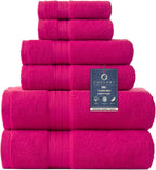 COZYART  Bath Towel Set for Bathroom Turkish Cotton Thick Soft Absorbent Durable 650 GSM Towel Sets of 6, 2 Large Bath Towels, 2 Hand Towels, 2 Washclothes