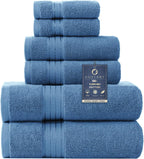 COZYART  Bath Towel Set for Bathroom Turkish Cotton Thick Soft Absorbent Durable 650 GSM Towel Sets of 6, 2 Large Bath Towels, 2 Hand Towels, 2 Washclothes