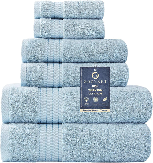 COZYART  Bath Towel Set for Bathroom Turkish Cotton Thick Soft Absorbent Durable 650 GSM Towel Sets of 6, 2 Large Bath Towels, 2 Hand Towels, 2 Washclothes