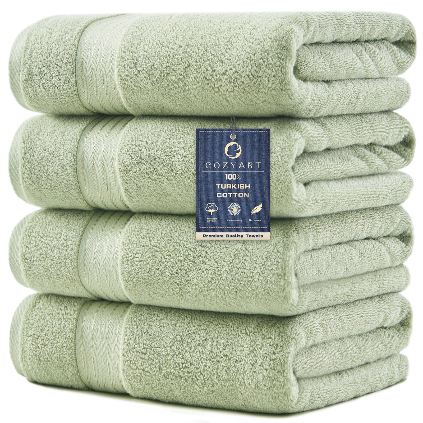 COZYART 4 Piece Luxury Bath Towels, 100% Turkish Cotton 650 GSM, 27x54, Soft Absorbent Quick Dry for Bathroom Hotel Spa