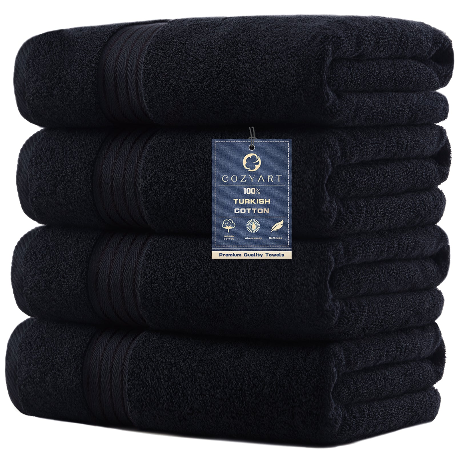 Black 4 Piece Luxury Bath Towels