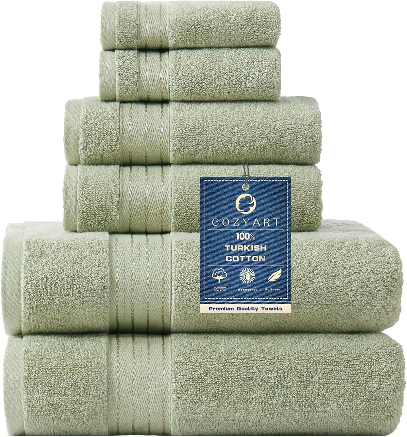 Green-desert Sage Green Bath 6 Piece Towel Set
