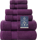 Honey Flower Purple Bath 6 Piece Towel Set